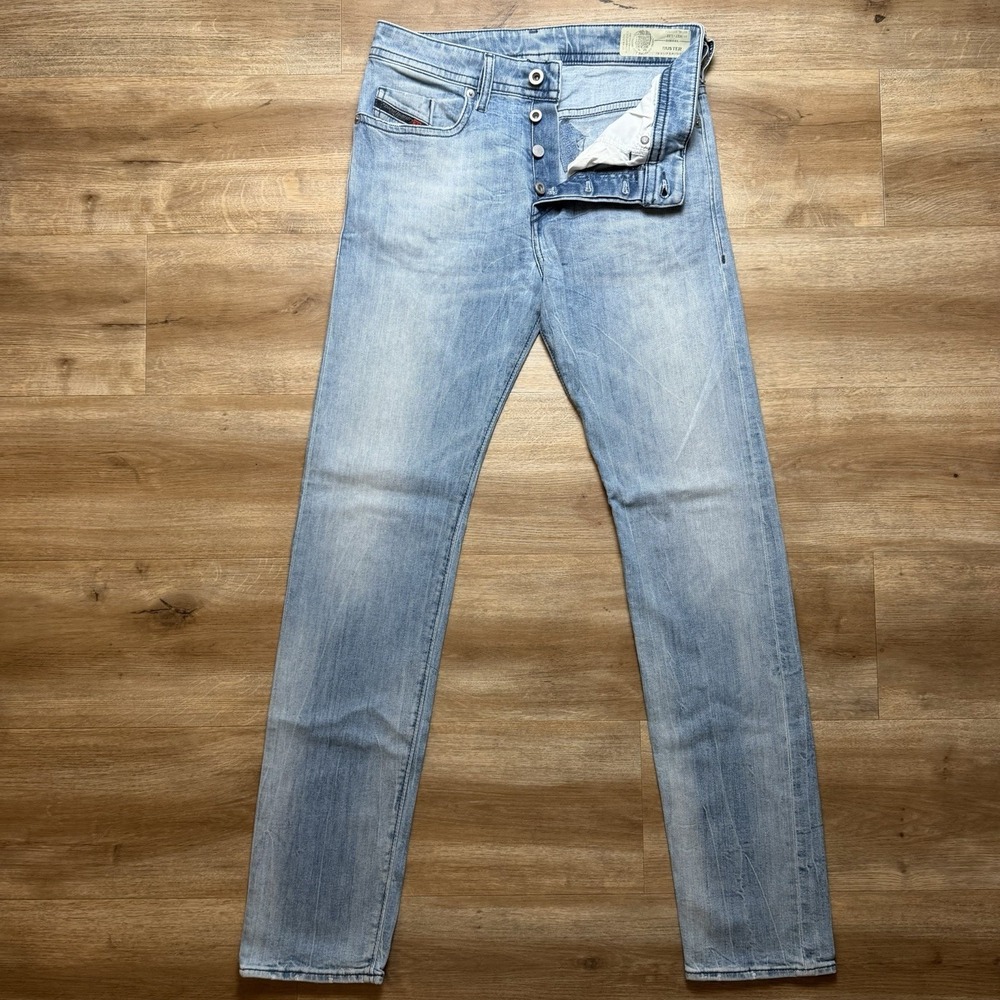 Diesel Buster Jeans Mens 27x32 Light Wash Slim Tapered Stretch Button Fly 081AL‎